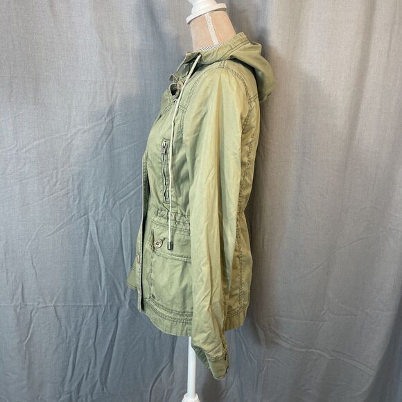 Safari Military Jacket Womens S/M Army Green Full Zip Hooded Normcore - Picture 4 of 12